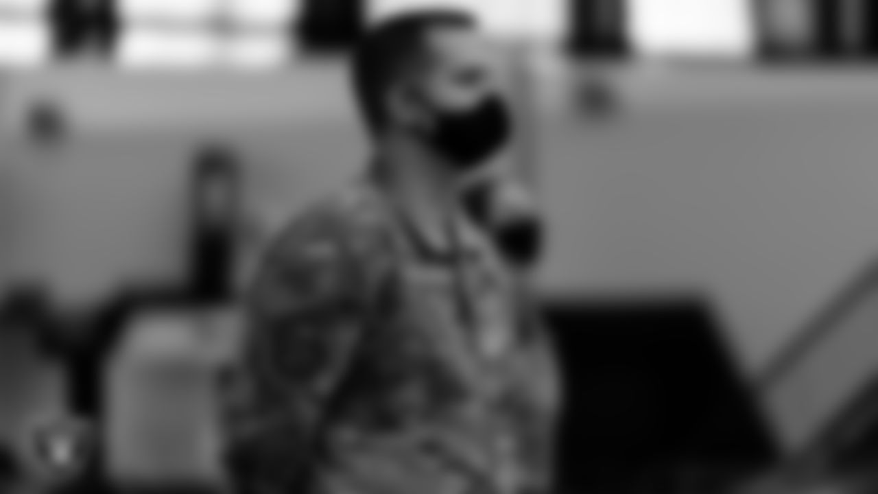 Military Personnel from Nellis & Creech Air Force Base during the national anthem before the Las Vegas Raiders regular season home game against the Denver Broncos.