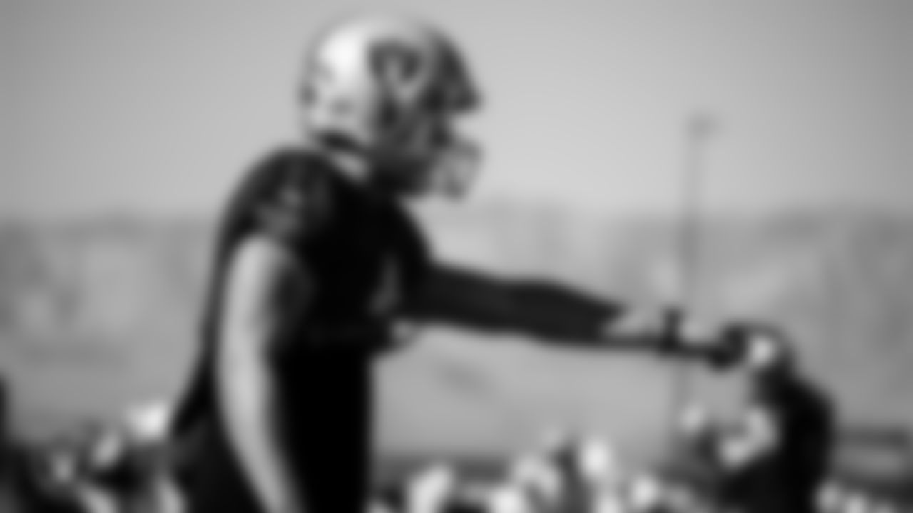 Las Vegas Raiders quarterback Derek Carr (4) during practice.