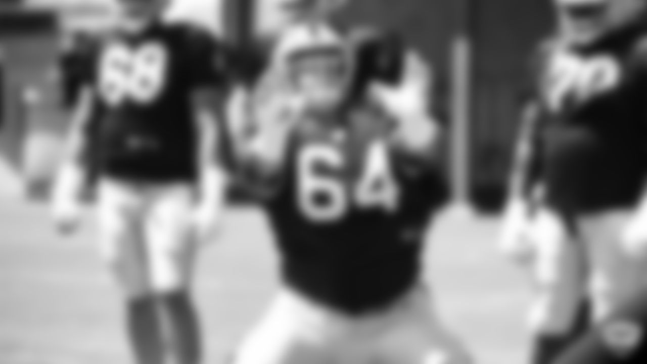 Raiders guard Richie Incognito (64) on the field for practice at 2019 Training Camp.