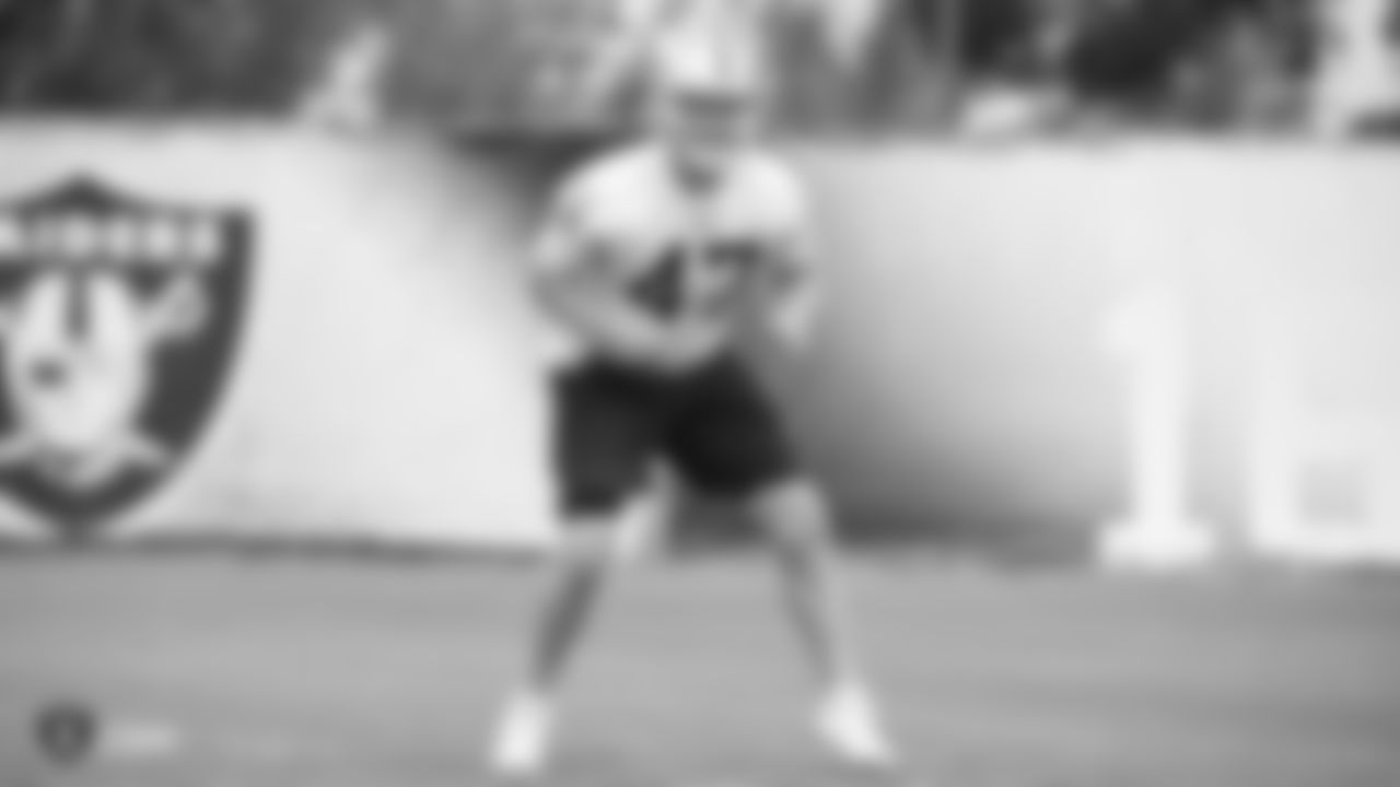 Raiders long snapper Trent Sieg (47) at an Organized Team Activity (OTA) at the Raiders Practice Facility in Alameda, Calif.