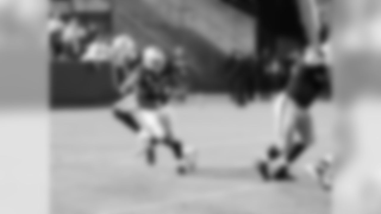 RB Darren McFadden takes the hand off from QB Carson Palmer.