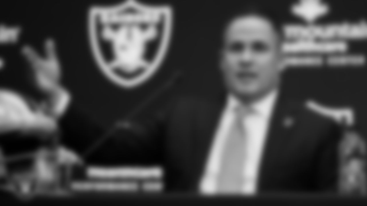 Las Vegas Raiders Head Coach Josh McDaniels during a press conference introducing McDaniels as the Head Coach and Dave Ziegler as the General Manager at Intermountain Healthcare Performance Center.