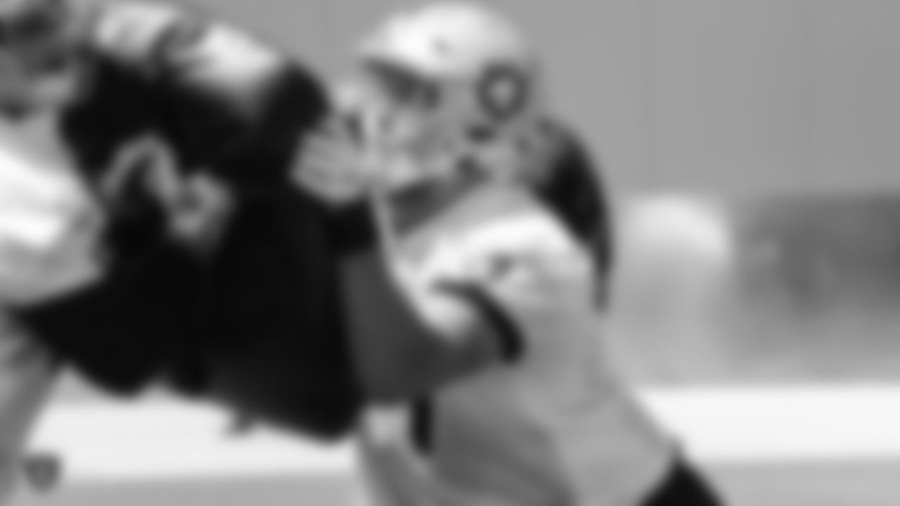 Oakland Raiders offensive tackle Kolton Miller (77) at an Organized Team Activity (OTA) at the Oakland Raiders Practice Facility, Tuesday, June 5, 2018, in Alameda, California.