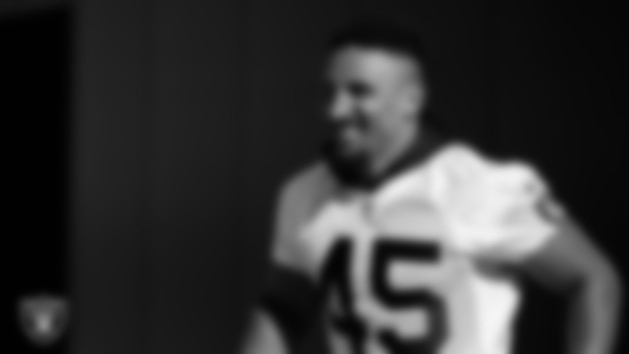 Las Vegas Raiders fullback Jakob Johnson (45) at a workout during phase two of the offseason program.