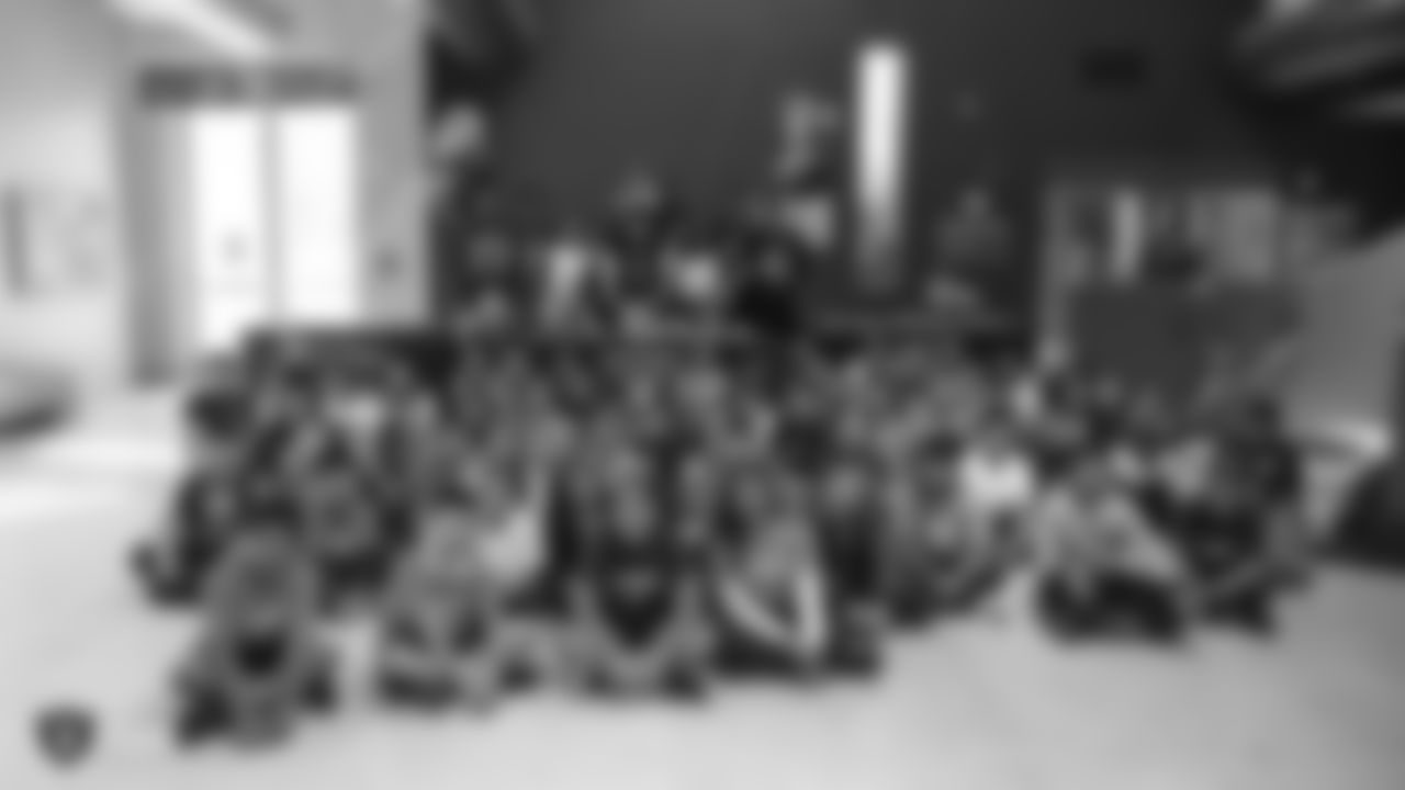Students from the International Community School celebrate Raider Rusher's 5th Birthday as a Raider and Hispanic Heritage Month at the Chabot Space and Science Center, where they will learn about the experience of being an astronaut with Raiders players and the Raiderettes, Tuesday, September 25, 2018, in Oakland, California.