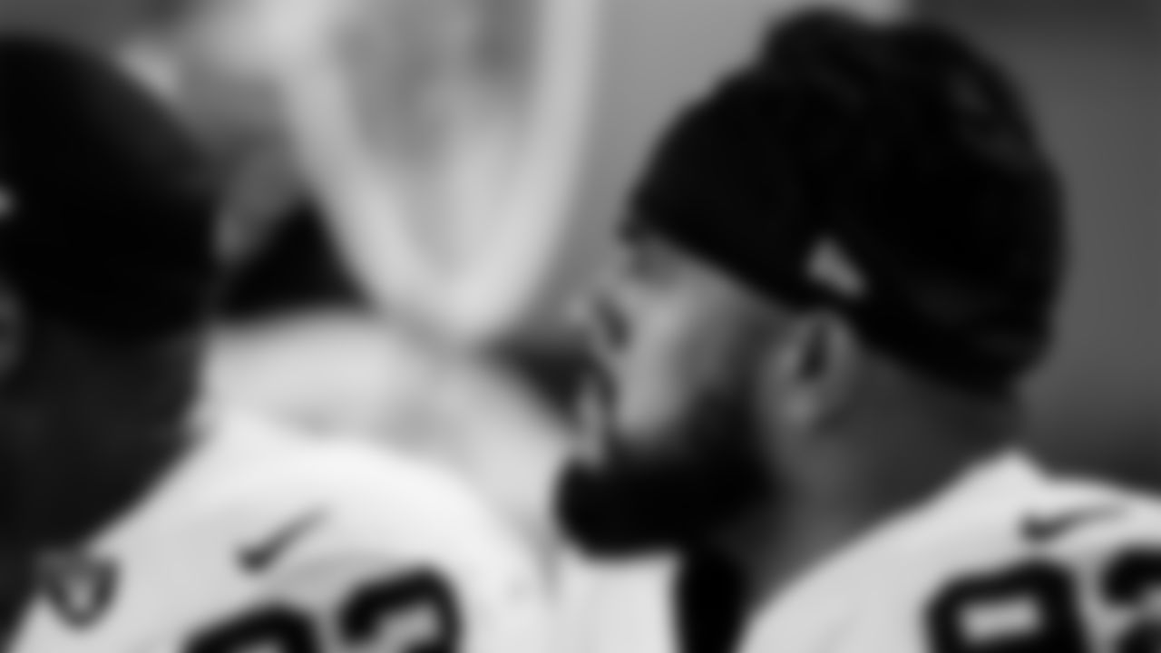 Las Vegas Raiders defensive tackle Kyle Peko (92) on the bench during the preseason away game against the Miami Dolphins at Hard Rock Stadium.