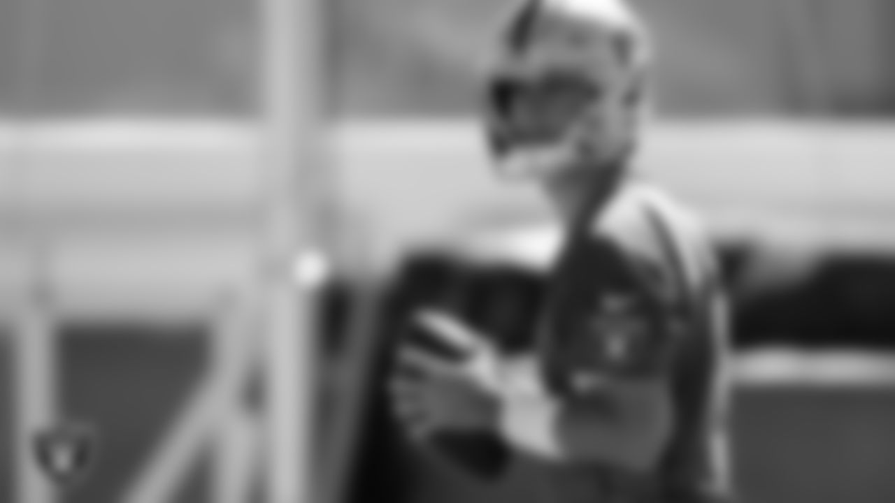 Las Vegas Raiders quarterback Jarrett Stidham (3) during practice at Intermountain Healthcare Performance Center.