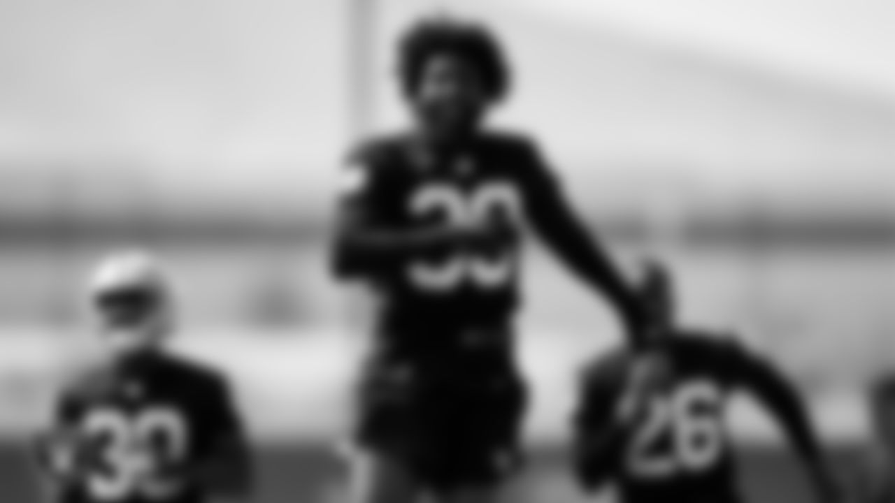 Las Vegas Raiders cornerback Nate Hobbs (39) during Day Two of 2022 Veteran Minicamp.