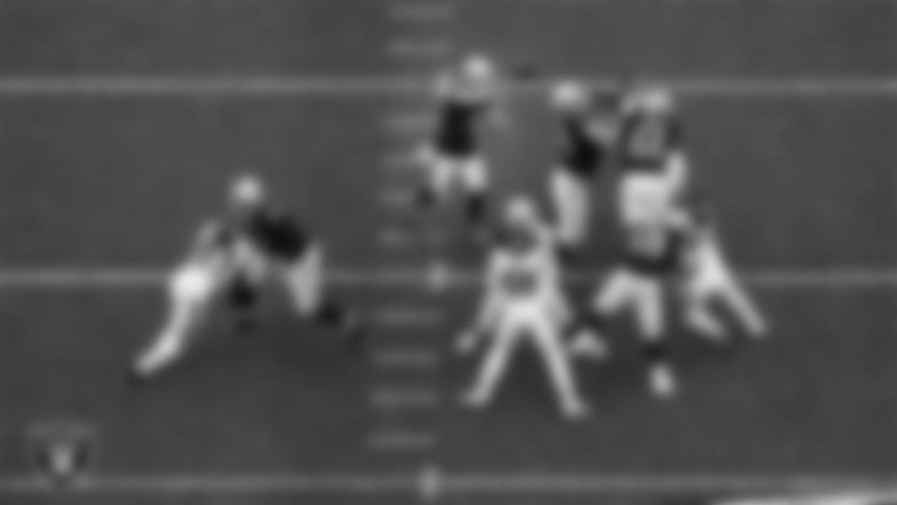 Las Vegas Raiders quarterback Derek Carr (4) passes during the regular season home game against the Houston Texans at Allegiant Stadium.