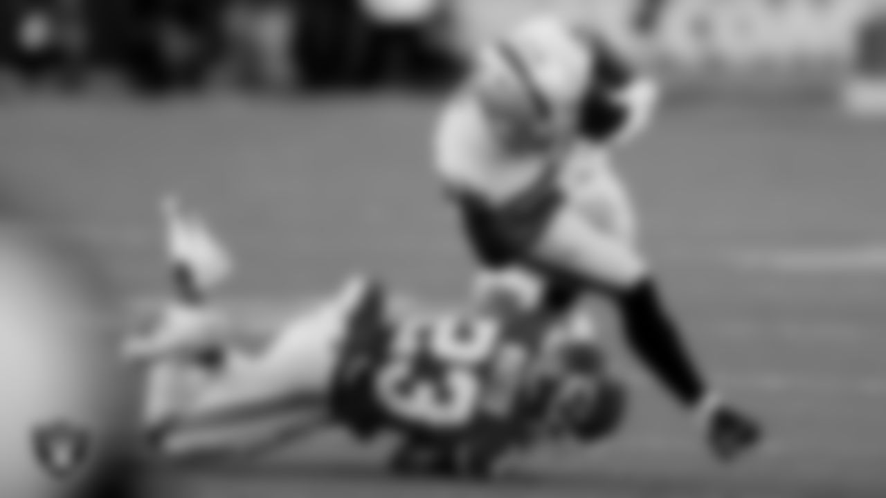 Las Vegas Raiders running back Trey Ragas (36) during the regular season away game against the Kansas City Chiefs.