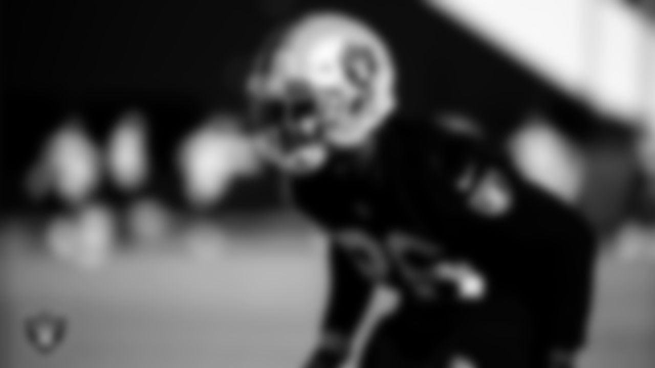 Las Vegas Raiders cornerback Nevin Lawson (26) during practice at Intermountain Healthcare Performance Center.