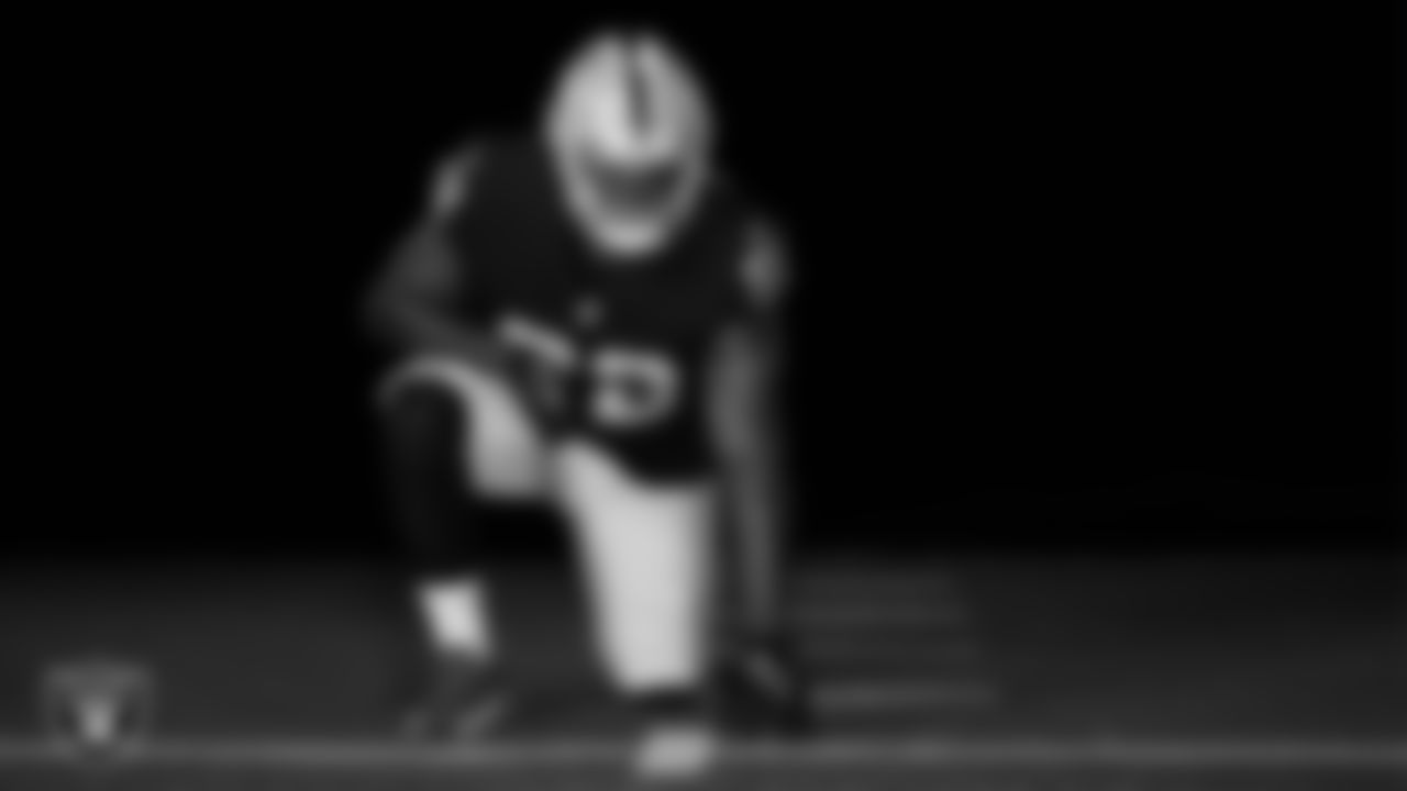 Las Vegas Raiders defensive lineman Neil Farrell Jr. (92) poses for a photo at the 2023 Las Vegas Raiders Content Day.
