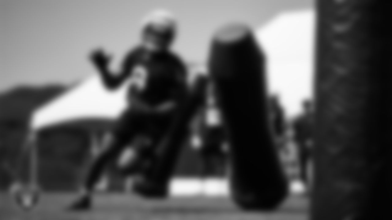 Las Vegas Raiders defensive end Tyree Wilson (9) during practice at The Greenbrier Sports Performance Center.