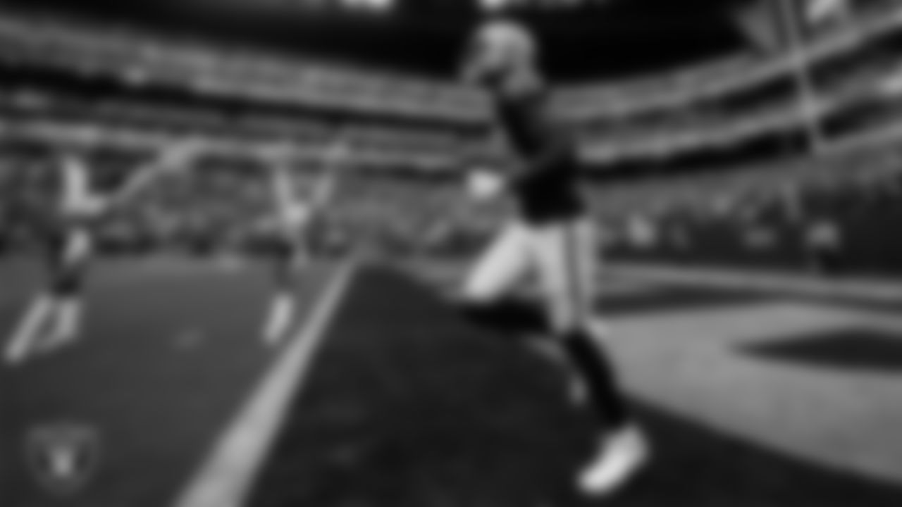 Las Vegas Raiders wide receiver Bryan Edwards (89) is introduced onto the field before the regular season home game against the Chicago Bears.