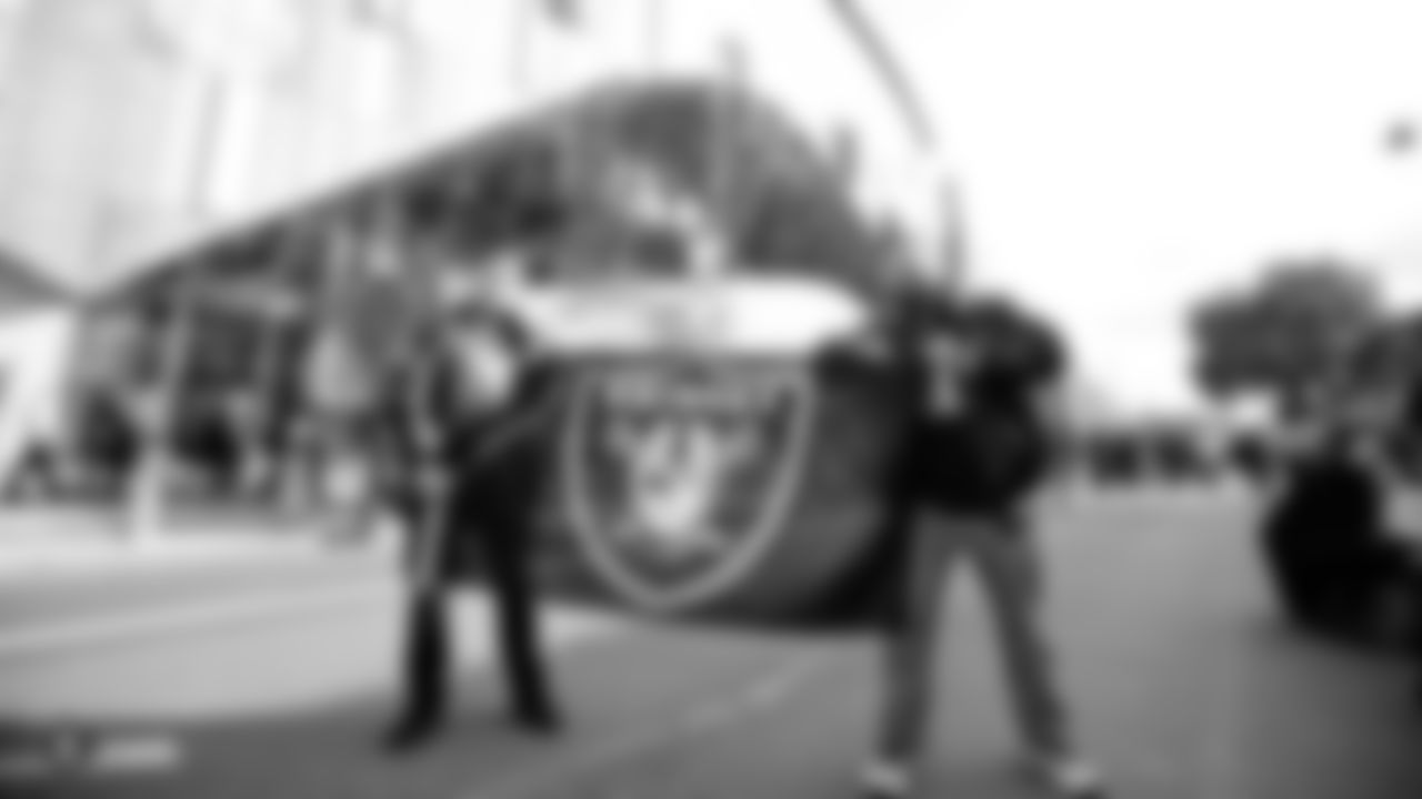 Raiders fans before the game against the Chicago Bears at Tottenham Hotspur Stadium.