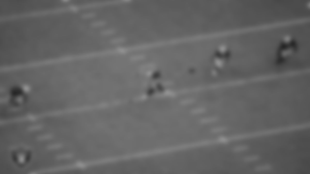 Las Vegas Raiders linebacker Divine Deablo (5), kicker Daniel Carlson (2), fullback Alec Ingold (45) and linebacker Patrick Onwuasor (48) during the regular season home game against the Miami Dolphins.