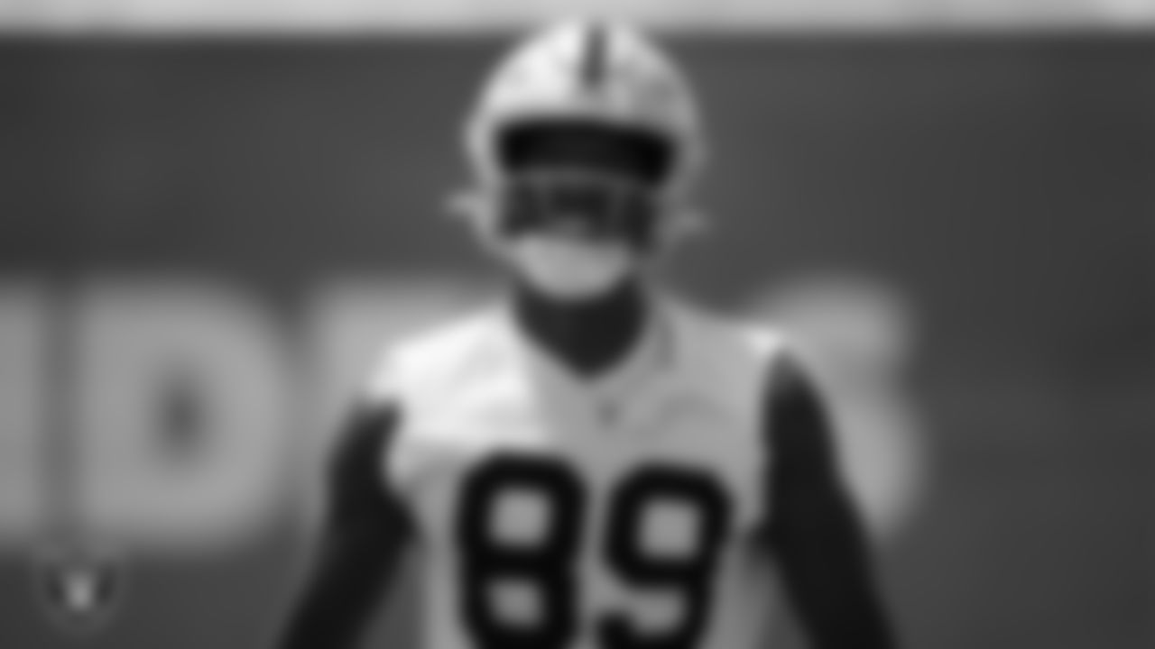 Las Vegas Raiders wide receiver Bryan Edwards (89) at an Organized Team Activity (OTA).