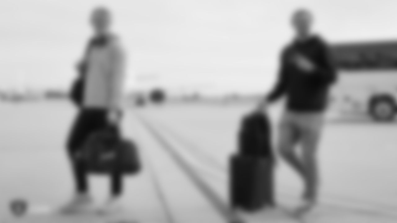 The Raiders depart for the game against the Los Angeles Chargers.
