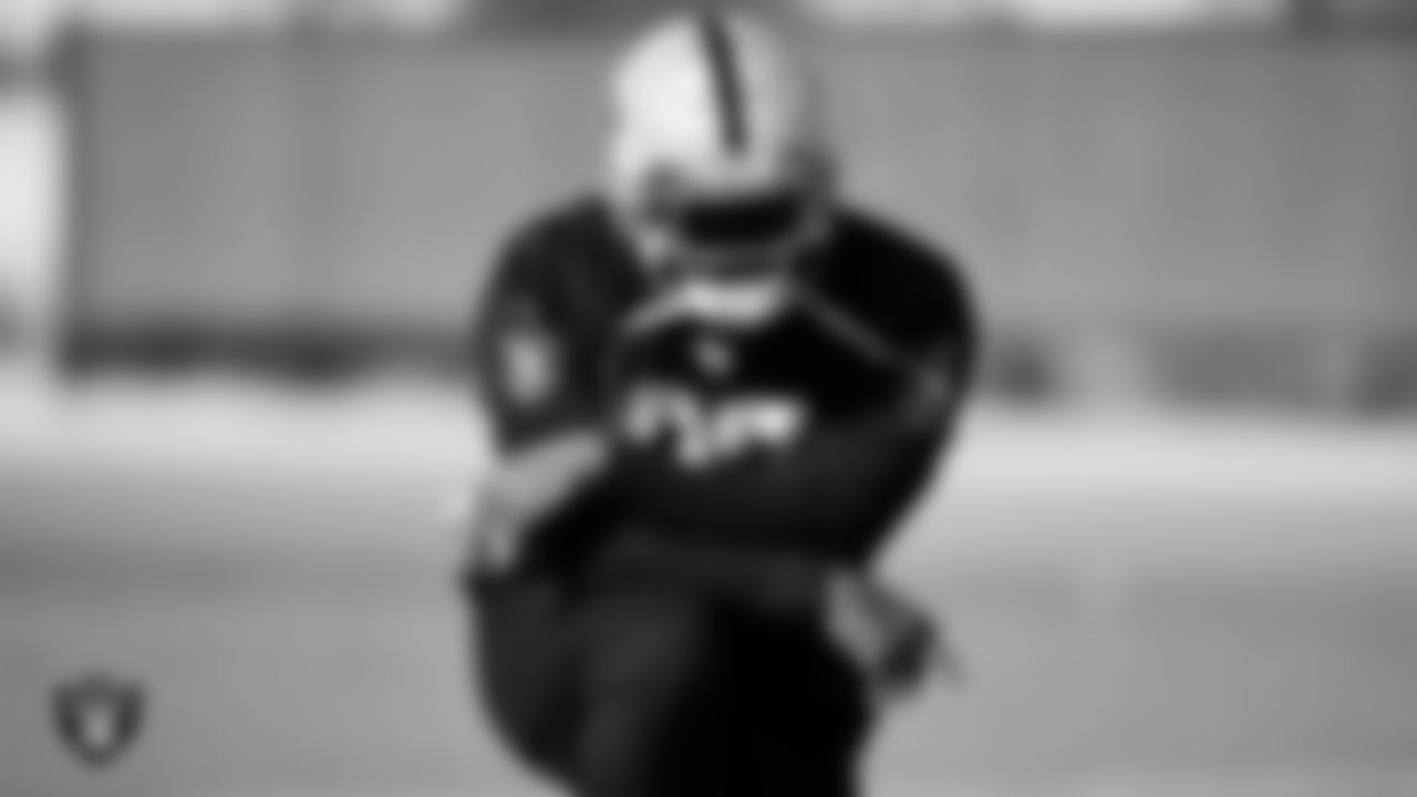 Las Vegas Raiders defensive tackle Quinton Jefferson (77) during practice at Intermountain Healthcare Performance Center.