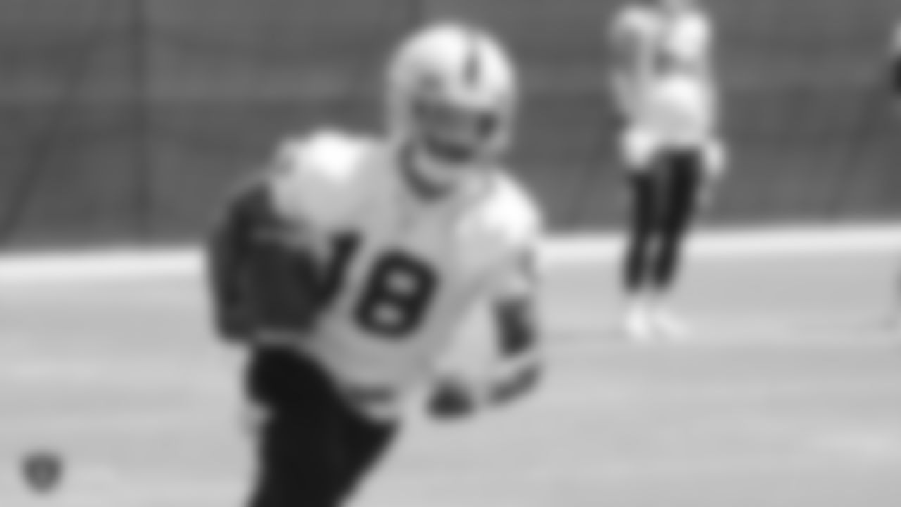 Raiders wide receiver Montay Crockett (18) at a Mandatory Minicamp at the Raiders Practice Facility in Alameda, Calif.