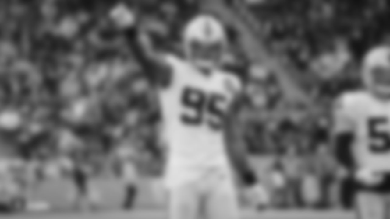 Raiders defensive end Dion Jordan (95) during the regular season game against the Los Angeles Chargers at ROKiT Field at Dignity Health Sports Park.