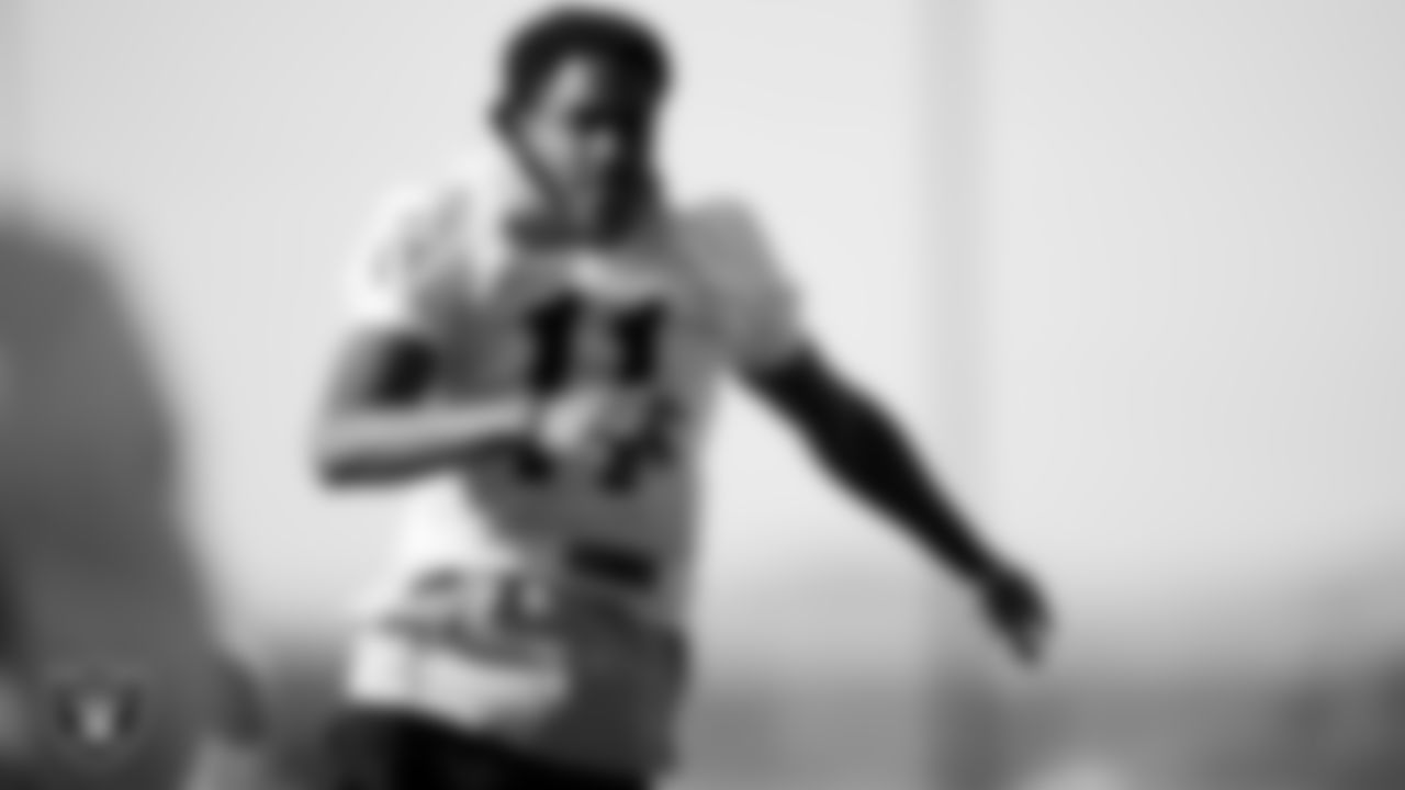 Las Vegas Raiders wide receiver Demarcus Robinson (11) at a workout during phase two of the offseason program.