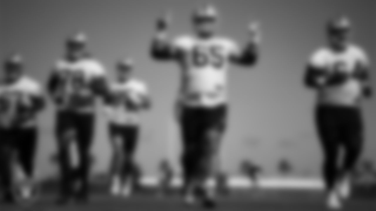 Las Vegas Raiders offensive lineman Hroniss Grasu (65) during practice at IMG Academy.