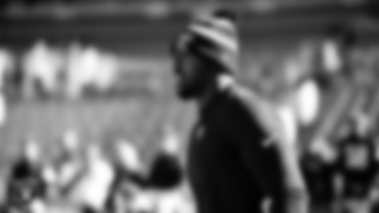 Las Vegas Raiders defensive end Chandler Jones (55) warming up before the regular season away game against the Denver Broncos at Empower Field at Mile High.