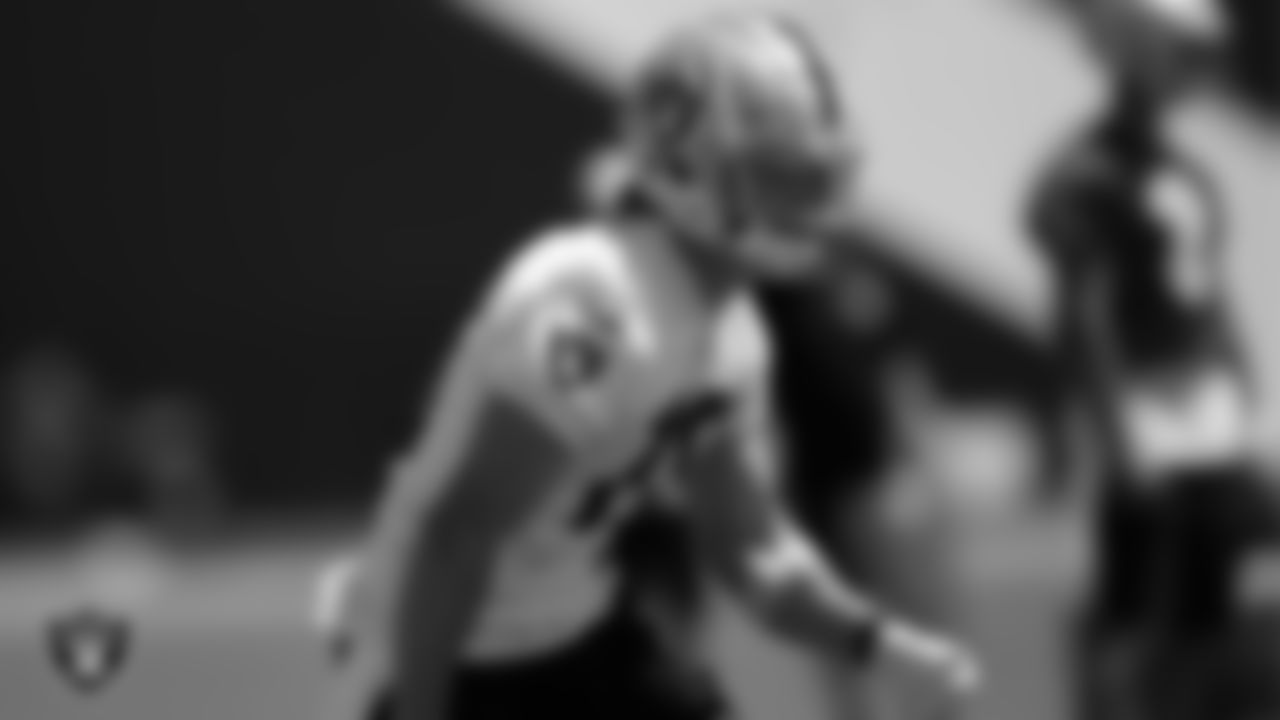 Las Vegas Raiders wide receiver Caleb Scott (10) at an Organized Team Activity (OTA).