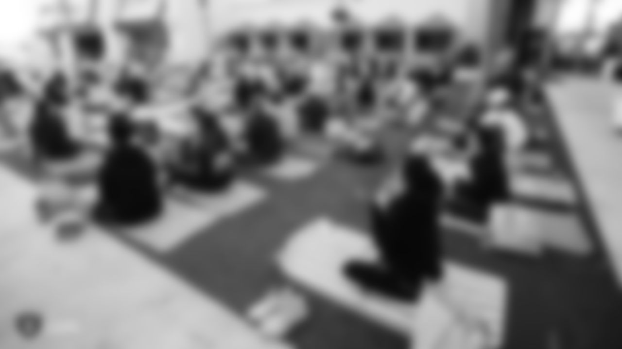 The Las Vegas Raiders Family Association hosted a Yoga class and fundraiser to commemorate the NFL's October Crucial Catch Campaign and to help the American Cancer Society's "Making Strides" campaign fight breast cancer through research and early detection.