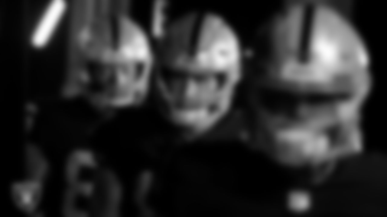 Las Vegas Raiders tight end Foster Moreau (87) walks down the tunnel before the regular season home game against the Denver Broncos.