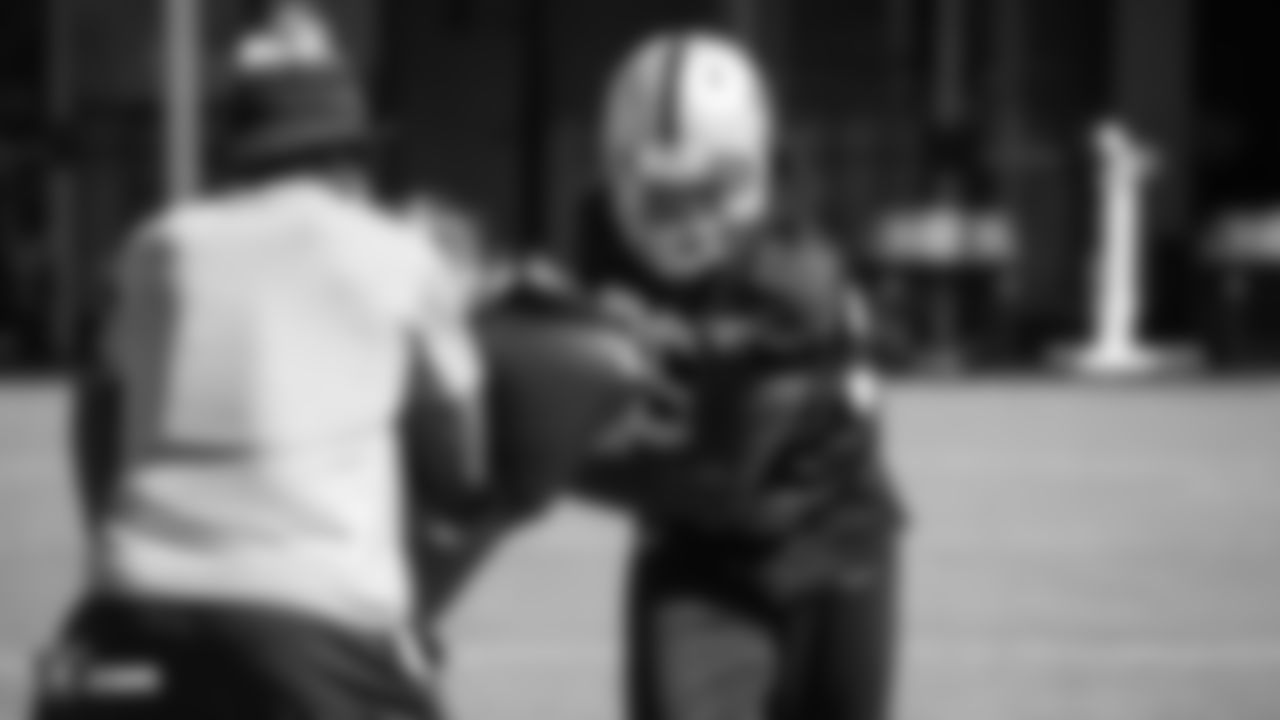 Oakland Raiders defensive end Fadol Brown (95) on the field for practice at 2018 Pre-Training Camp at The Oakland Raiders Napa Valley Training Complex, Wednesday, July 25, 2018, in Napa, California.