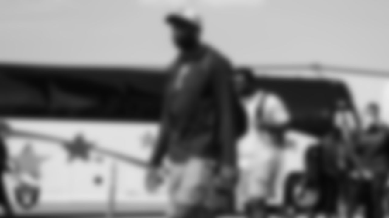 Las Vegas Raiders punter Corliss Waitman (9) departs for the joint training camp practice and preseason away game against the Los Angeles Rams.
