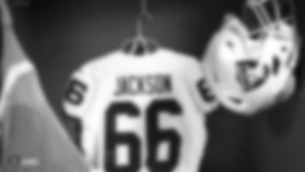 The Raiders locker room before the regular season game against the Green Bay Packers at Lambeau Field.