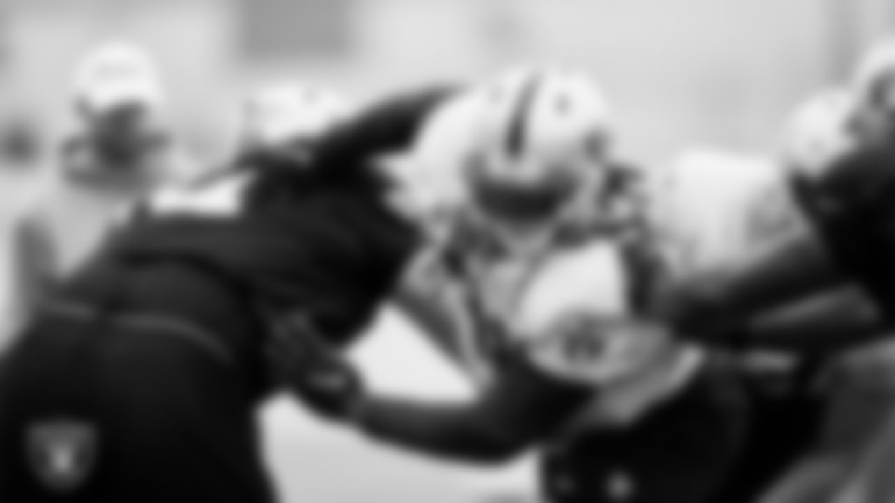 Las Vegas Raiders defensive tackle Darius Philon (96) during practice at Intermountain Healthcare Performance Center.