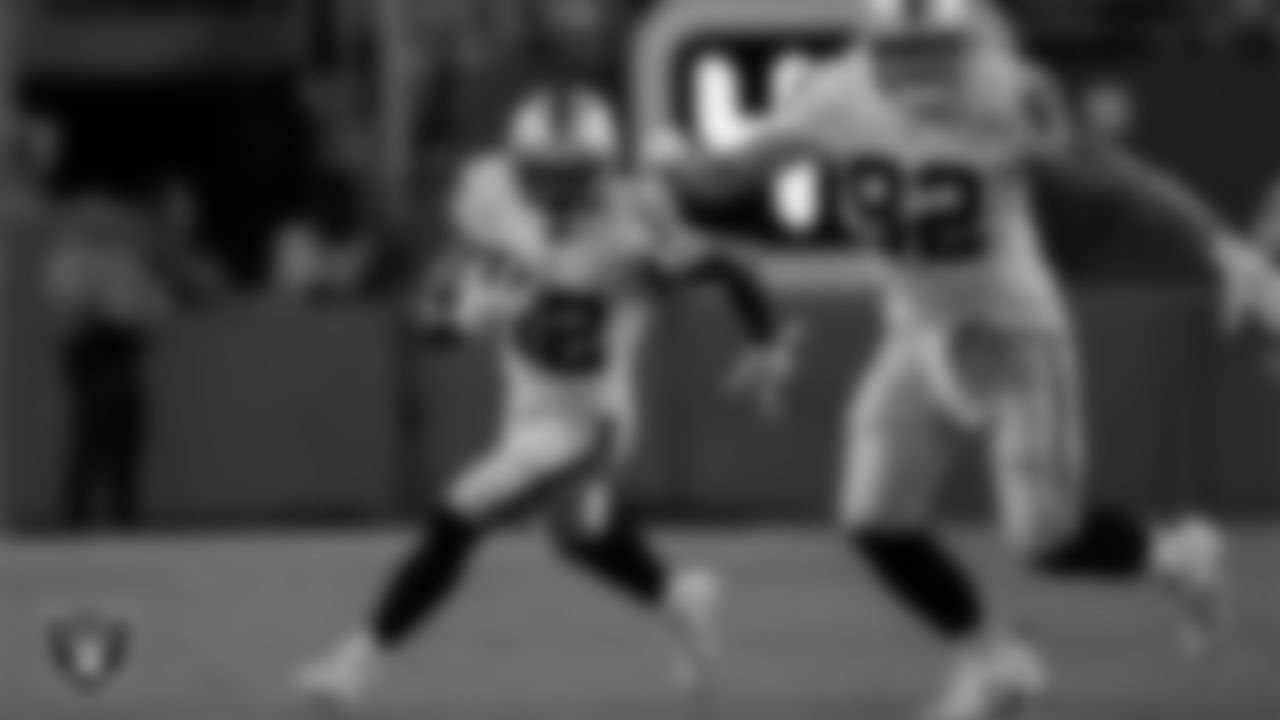 Las Vegas Raiders wide receiver Justin Hall (12) and tight end Nick Bowers (82) during the preseason away game against the Miami Dolphins at Hard Rock Stadium.