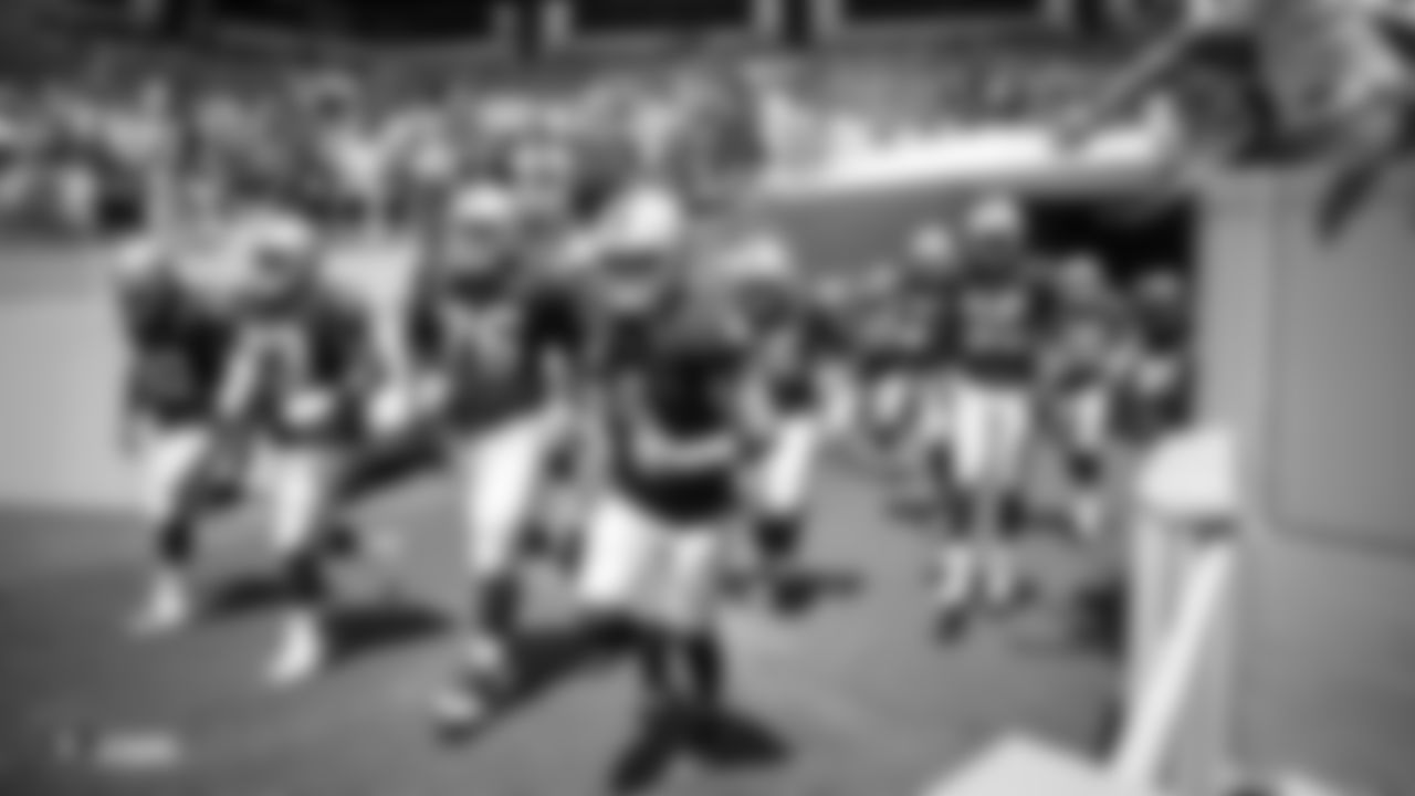 The Oakland Raiders are introduced onto the field before their regular season game against the Miami Dolphins at Hard Rock Stadium, Sunday, September 23, 2018, in Miami Gardens, Florida. The Oakland Raiders lost 28-20.