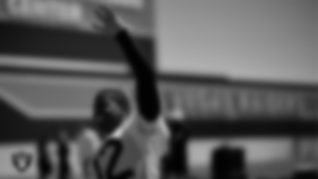 Las Vegas Raiders wide receiver Justin Hall (12) at an Organized Team Activity (OTA).
