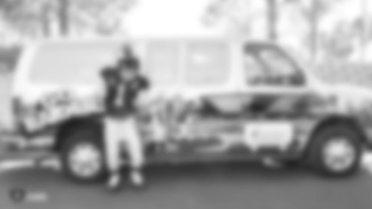 The Raiders, represented by alumnus Chris McLemore and the Raiderettes, help remodel the Ronald McDonald House Charities playroom (RMHC) and give the RMHC van a facelift for families and children receiving inpatient and outpatient medical treatment at local hospitals who live more than 30 miles outside the Greater Las Vegas Area, Tuesday, October 30, 2018, in Las Vegas, Nevada.