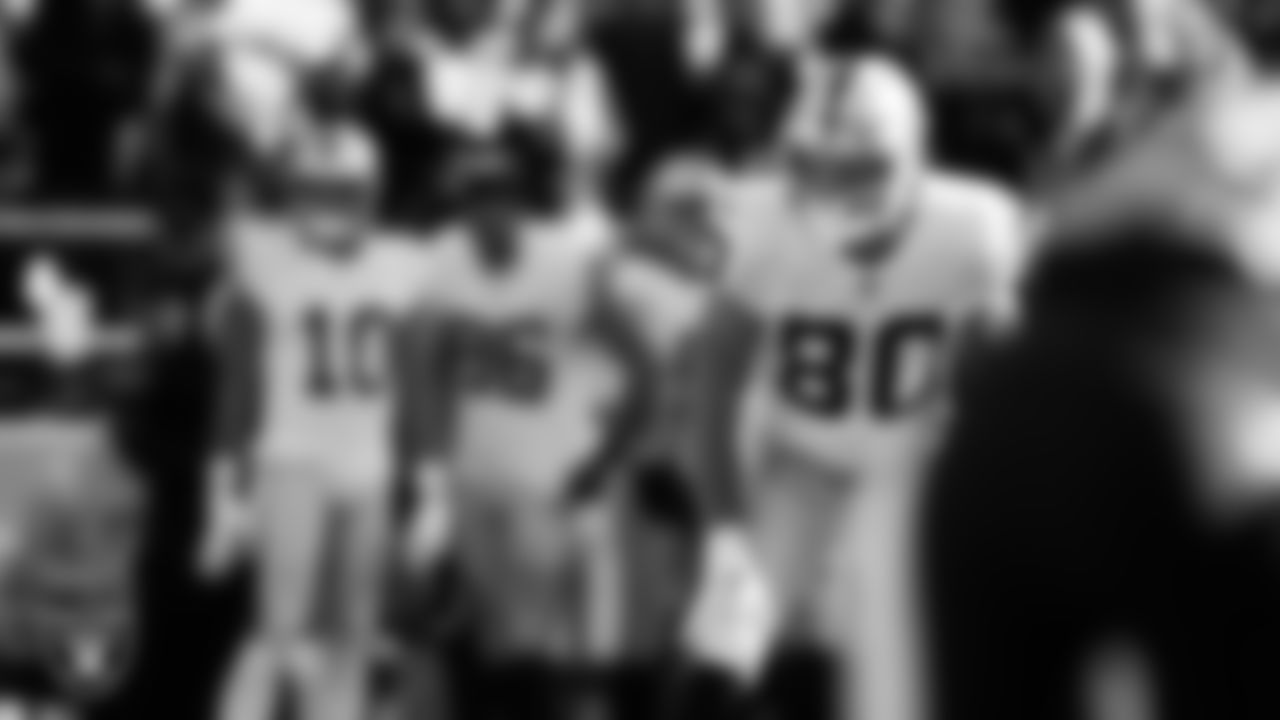 Las Vegas Raiders tight end Jesper Horsted (80) lines up before the kickoff during the regular season away game against the Seattle Seahawks at Lumen Field.