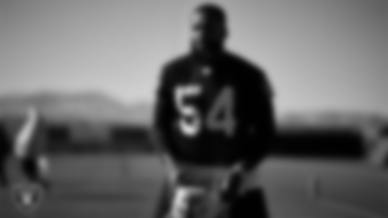 Las Vegas Raiders linebacker Reggie Ragland (54) during practice at Intermountain Healthcare Performance Center.