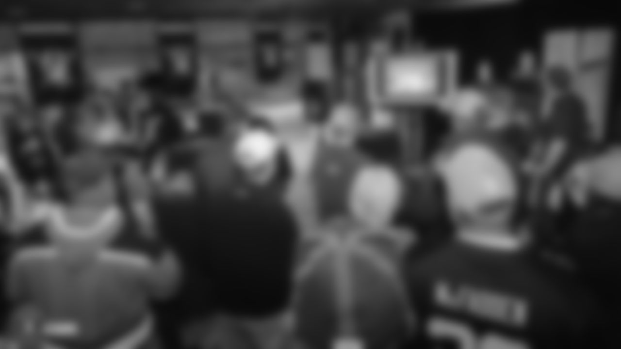 Attendees enjoy at a Watch Party for members of the Las Vegas Raiders Family Association, troops from Nellis Air Force Base and their families during the Raiders regular season game against the New York Jets.