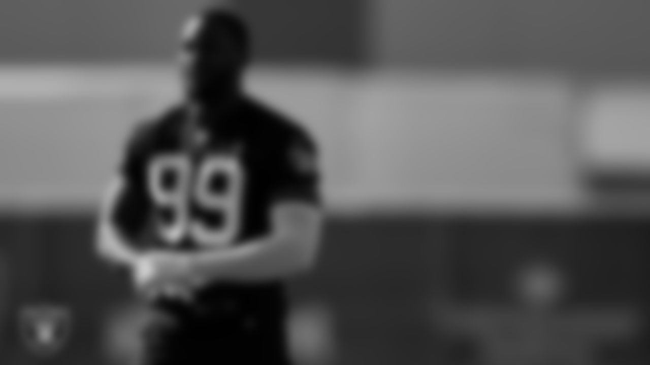 Las Vegas Raiders defensive end Clelin Ferrell (99) at a workout during phase two of the offseason program.