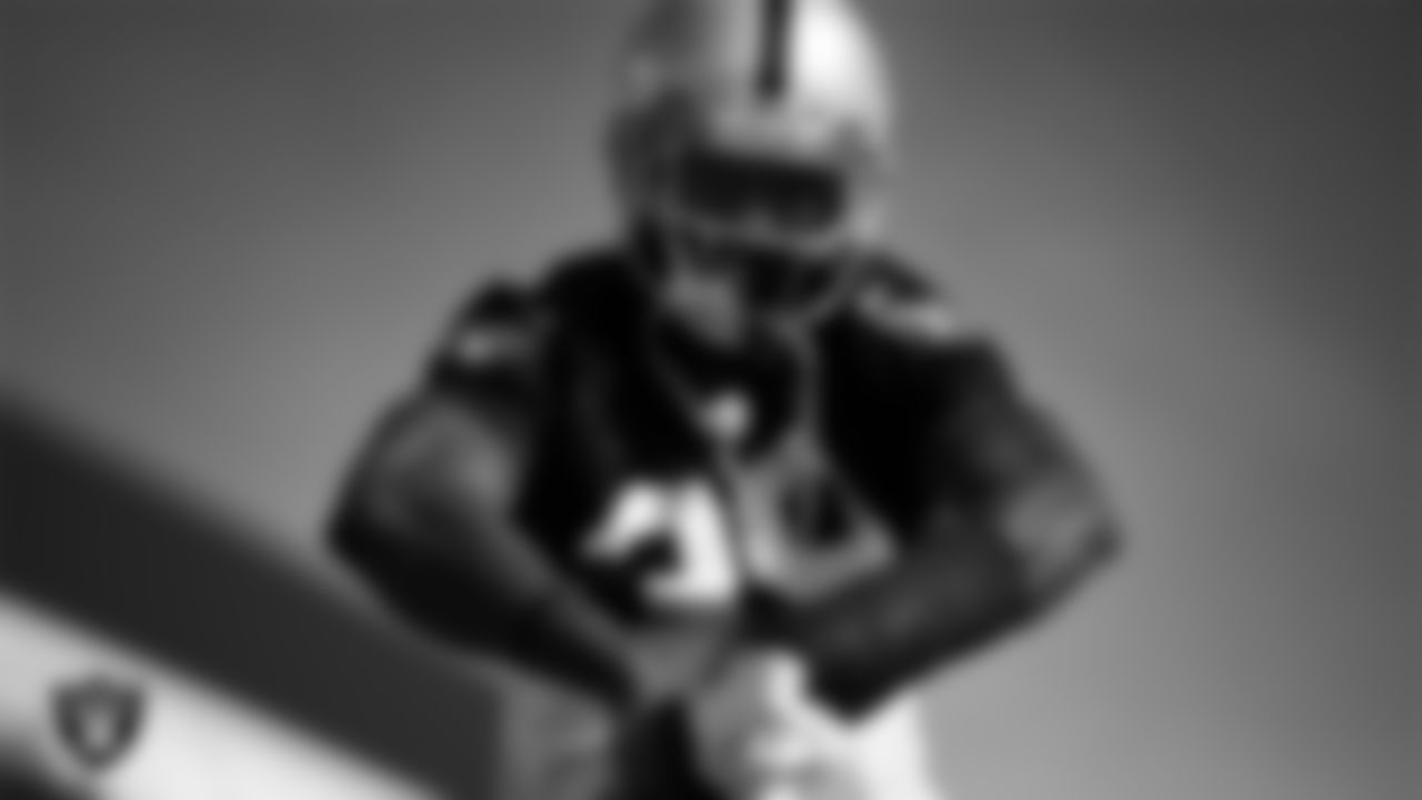 Las Vegas Raiders cornerback Nate Hobbs (39) during practice at Intermountain Healthcare Performance Center.