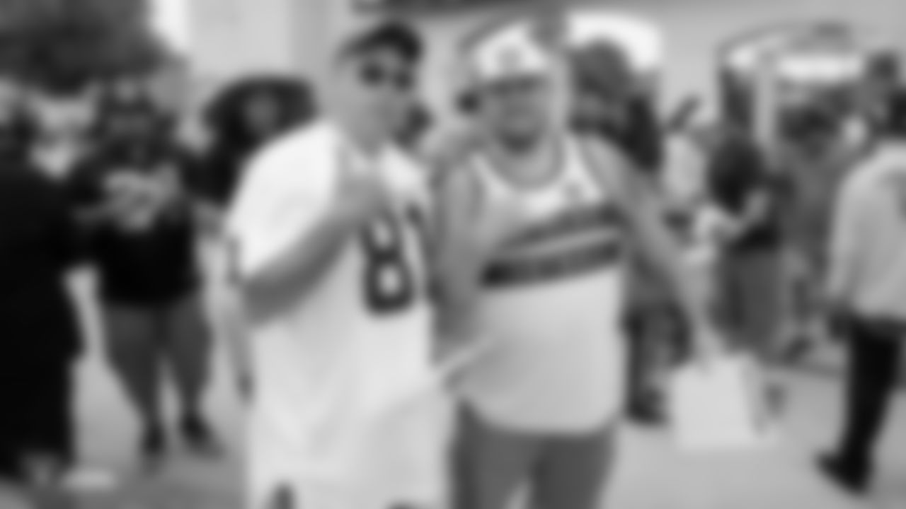 Oakland Raiders fans enjoy the the view of players and coaches on the field for practice at 2018 Training Camp at Memorial Stadium, Saturday, July 28, 2018, in Napa, California.