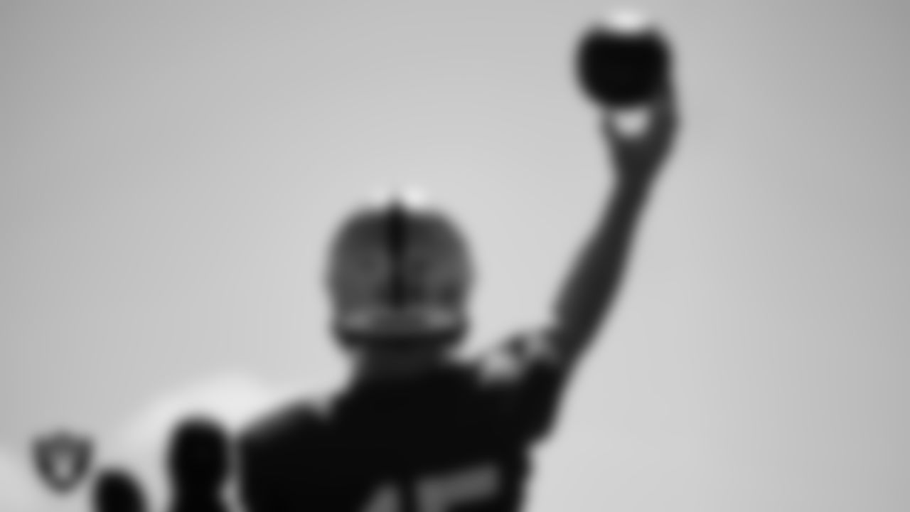 Las Vegas Raiders quarterback Chase Garbers (15) during practice at Intermountain Healthcare Performance Center.