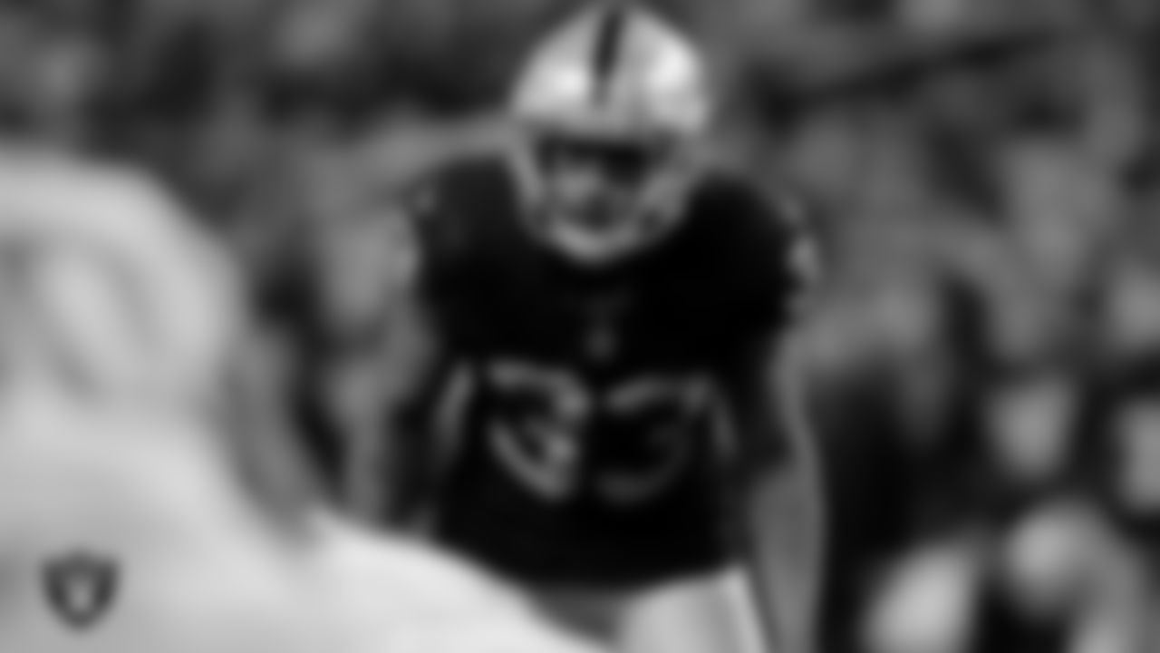 Las Vegas Raiders safety Roderic Teamer (33) during the regular season home game against the Los Angeles Chargers.