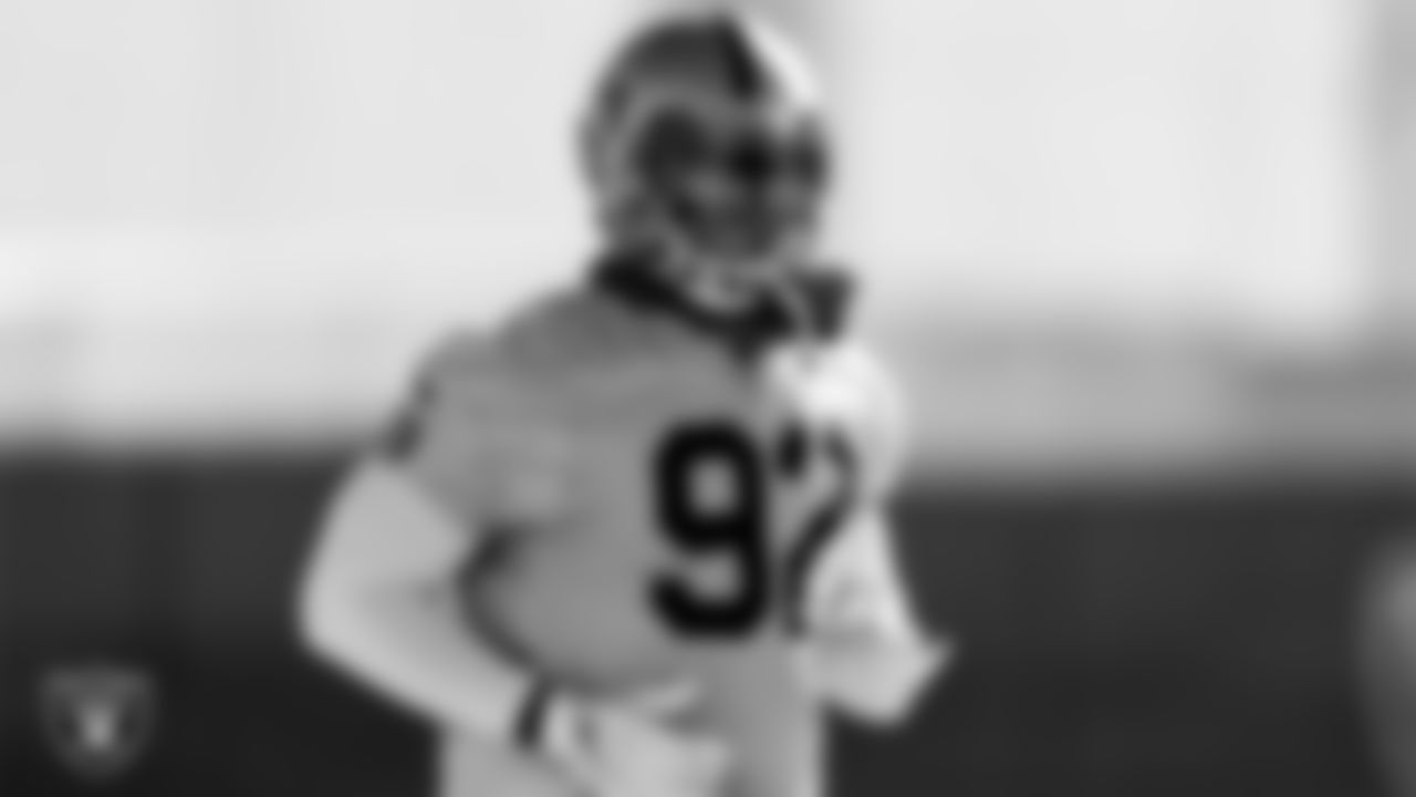 Las Vegas Raiders defensive end Chris Smith (92) during practice at Intermountain Healthcare Performance Center.