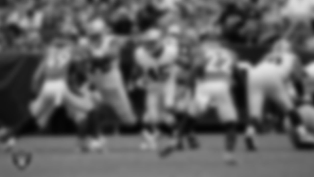 Las Vegas Raiders fullback Jakob Johnson (45) during the regular season away game against the Denver Broncos at Empower Field at Mile High.