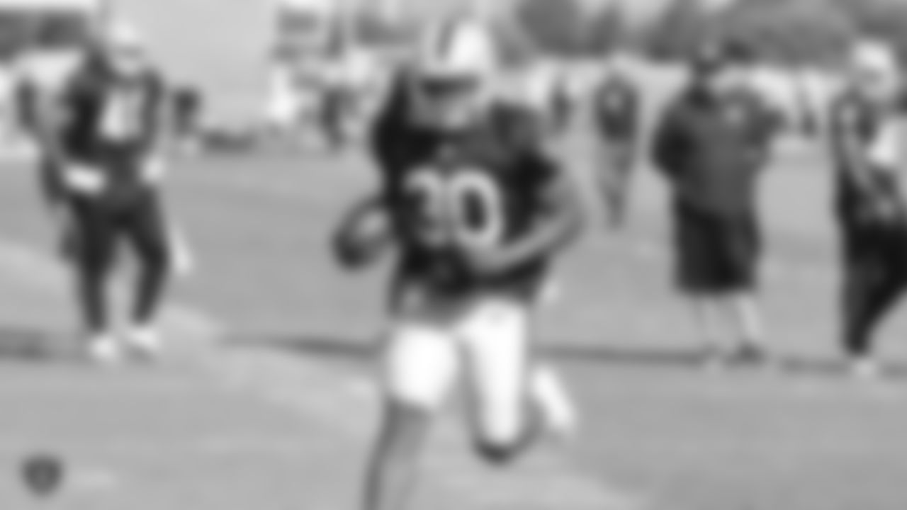Oakland Raiders running back Jalen Richard (30) on the field for practice at The Oakland Raiders Practice Facility, Wednesday, October 24, 2018, in Alameda, California.